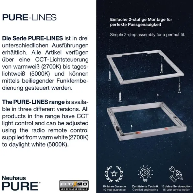 Neuhaus PURE® LED Deckenleuchte PURE Lines Square diamond, (alu) Frame 110x30cm