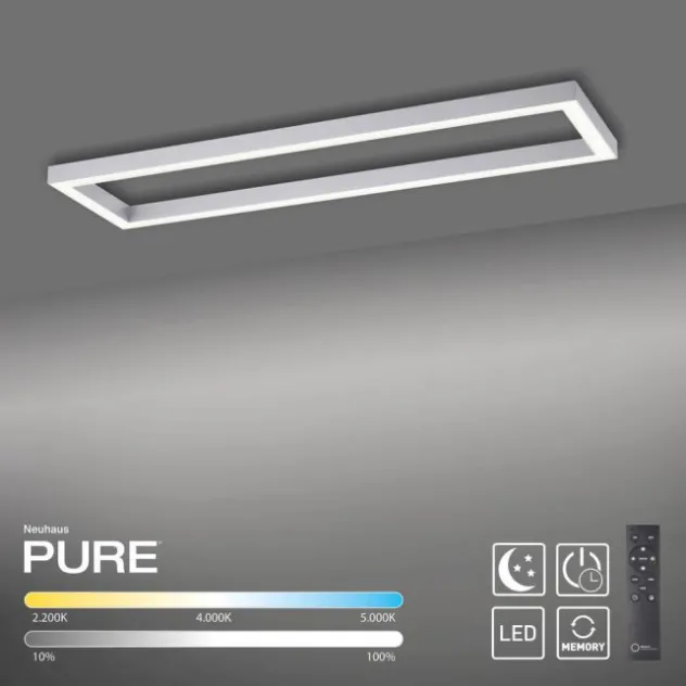 Neuhaus PURE® LED Deckenleuchte PURE Lines Square diamond, (alu) Frame 110x30cm