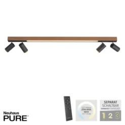 Neuhaus PURE® LED Deckenleuchte PURE Lines Spot, oak/graphite, dimmbar, CCT, drehbar