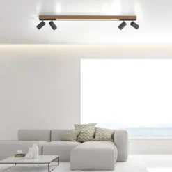 Neuhaus PURE® LED Deckenleuchte PURE Lines Spot, oak/graphite, dimmbar, CCT, drehbar