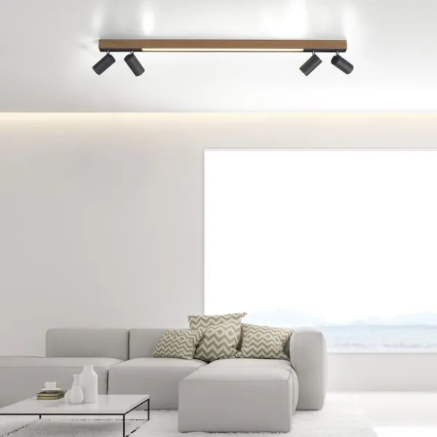Neuhaus PURE® LED Deckenleuchte PURE Lines Spot, oak/graphite, dimmbar, CCT, drehbar