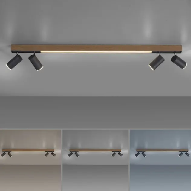 Neuhaus PURE® LED Deckenleuchte PURE Lines Spot, oak/graphite, dimmbar, CCT, drehbar