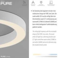 Neuhaus PURE® LED Deckenleuchte PURE Lines round, snow, 35 cm, dimmbar
