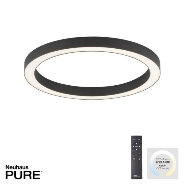 Neuhaus PURE® LED Deckenleuchte PURE Lines Round, graphite, 50cm, dimmbar, CCT