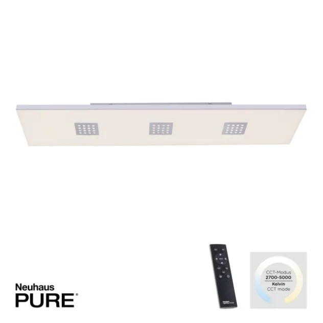 Neuhaus PURE® LED Deckenleuchte PURE Neo, aluminium gebürstet, 120x30cm, dimmbar