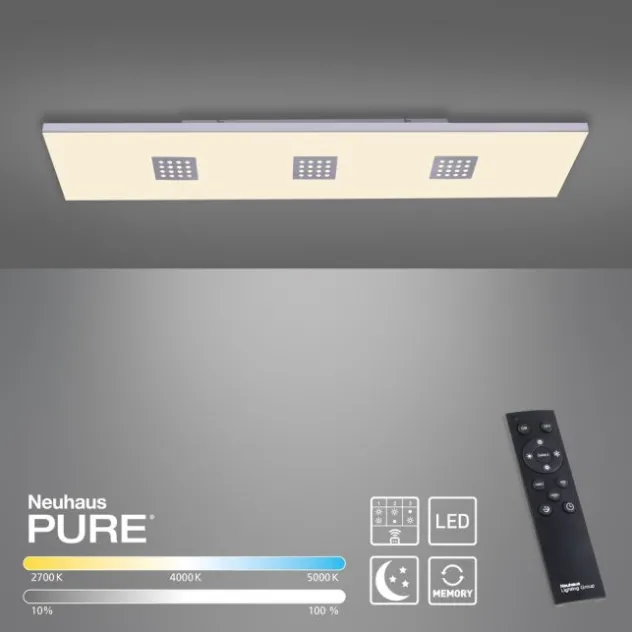 Neuhaus PURE® LED Deckenleuchte PURE Neo, aluminium gebürstet, 120x30cm, dimmbar
