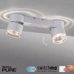 Neuhaus PURE® LED Deckenleuchte PURE Nola weiß 2 flammig drehbar dimmbar