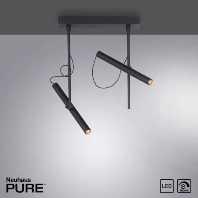Neuhaus PURE® LED Deckenleuchte PURE Tutua, 2-flammig, schwarz, drehbar