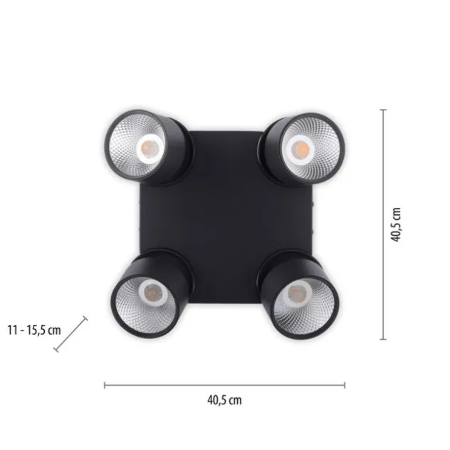 Neuhaus PURE® LED Deckenleuchte PURE Nola, schwarz, 4-flammig, drehbar, dimmbar