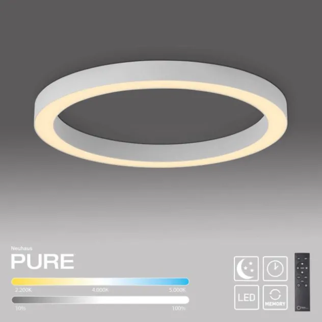 Neuhaus PURE® LED Deckenleuchte PURE Lines Round, snow ,dimmbar, Funk-FB,