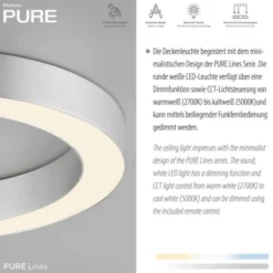 Neuhaus PURE® LED Deckenleuchte PURE Lines Round, diamond (alu), 35 cm, dimmbar