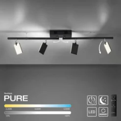 Neuhaus PURE® LED Deckenstrahler PURE Mira, black pearl, 4-flammig, dimmbar, CCT
