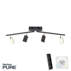 Neuhaus PURE® LED Deckenstrahler PURE Mira, black pearl, 4-flammig, dimmbar, CCT