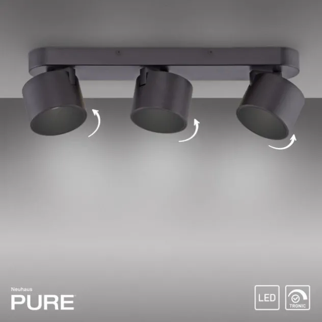 Neuhaus PURE® LED Deckenstrahler PURE Cup, black pearl, 3-flammig, dreh und schwenkbar