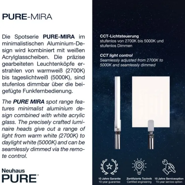 Neuhaus PURE® LED Deckenstrahler PURE Mira, diamond (alu), 6-flammig, dimmbar, CCT