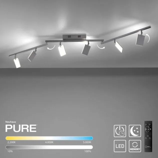 Neuhaus PURE® LED Deckenstrahler PURE Mira, diamond (alu), 6-flammig, dimmbar, CCT