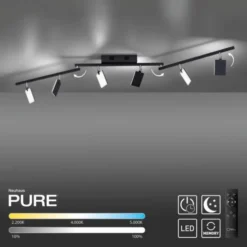 Neuhaus PURE® LED Deckenstrahler PURE Mira, black pearl, 6-flammig, dimmbar, CCT