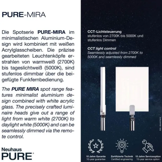 Neuhaus PURE® LED Deckenstrahler PURE Mira, black pearl, 6-flammig, dimmbar, CCT