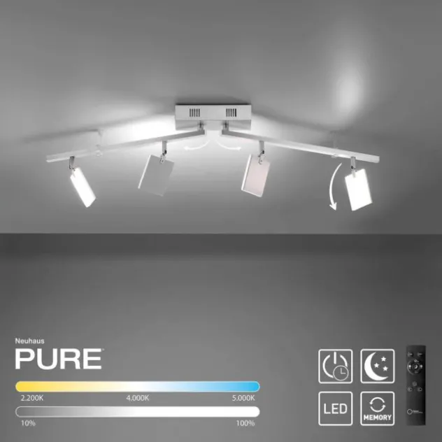 Neuhaus PURE® LED Deckenstrahler PURE Mira, diamond (alu), 4-flammig, dimmbar CCT