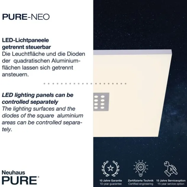 Neuhaus PURE® LED-Panel PURE Neo, Alu, 45x45cm, CCT, Fernbedienung