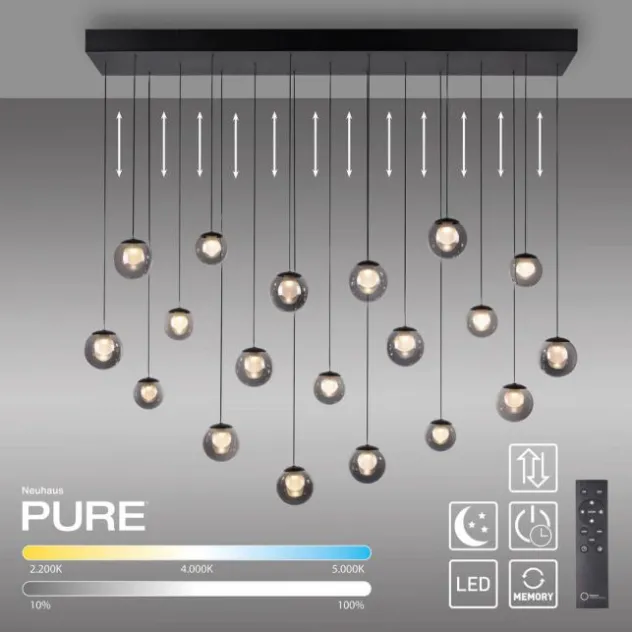 Neuhaus PURE® LED Pendelleuchte PURE Popup, mystic grey, 19-flammig