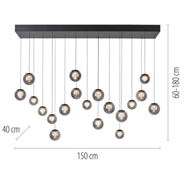 Neuhaus PURE® LED Pendelleuchte PURE Popup, mystic grey, 19-flammig