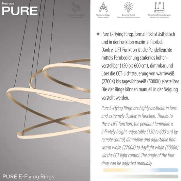 Neuhaus PURE® LED Pendelleuchte PURE Flying Rings,bronce