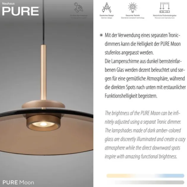 Neuhaus PURE® LED Pendelleuchte Pure Moon, bronce, höhenverstellbar, dimmbar