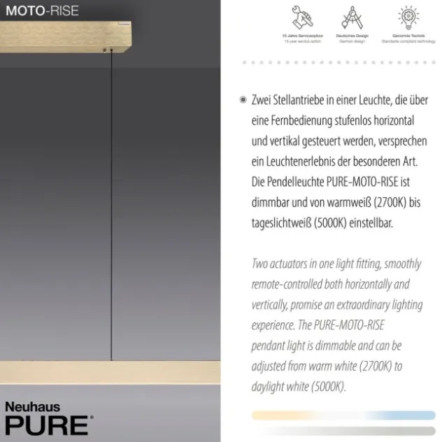 Neuhaus PURE® LED Pendelleuchte PURE Moto-Rise imperial gold elektrisch