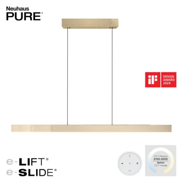 Neuhaus PURE® LED Pendelleuchte PURE Moto-Rise imperial gold elektrisch