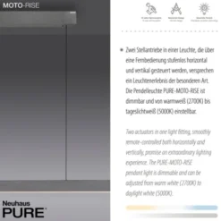 Neuhaus PURE® LED Pendelleuchte PURE Moto-Rise platin (grau) elektrisch