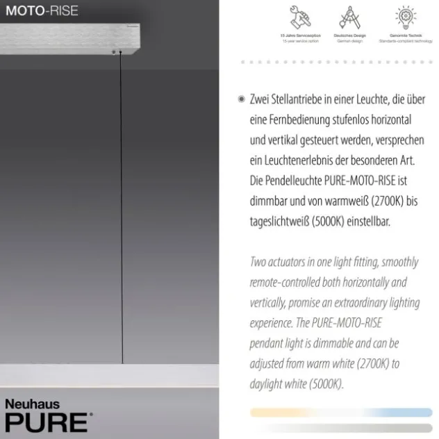 Neuhaus PURE® LED Pendelleuchte PURE Moto-Rise diamond (alu)