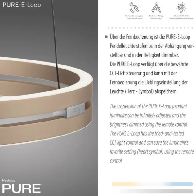 Neuhaus PURE® LED Pendelleuchte PURE E-Loop ivory gold