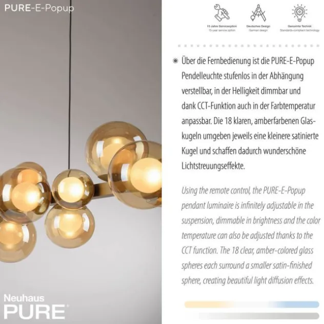 Neuhaus PURE® LED Pendelleuchte PURE E-Popup, bronce