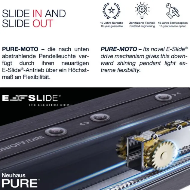 Neuhaus PURE® LED Pendelleuchte PURE Moto e-SLIDE® imperial gold