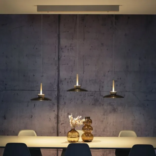Neuhaus PURE® LED Pendelleuchte PURE Moon, bronce, 3-flammig, Lift, dimmbar