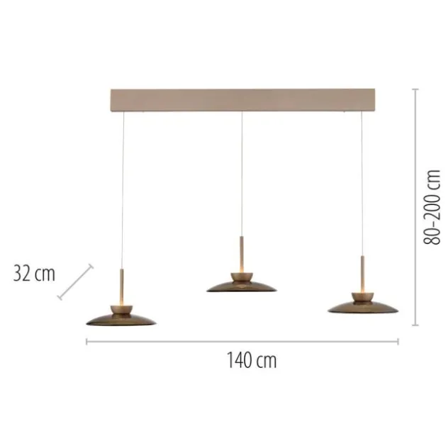 Neuhaus PURE® LED Pendelleuchte PURE Moon, bronce, 3-flammig, Lift, dimmbar