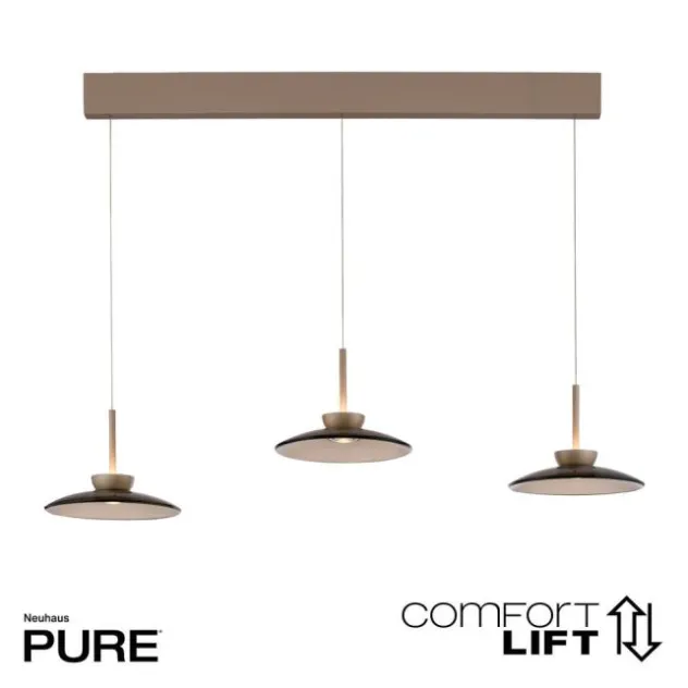 Neuhaus PURE® LED Pendelleuchte PURE Moon, bronce, 3-flammig, Lift, dimmbar