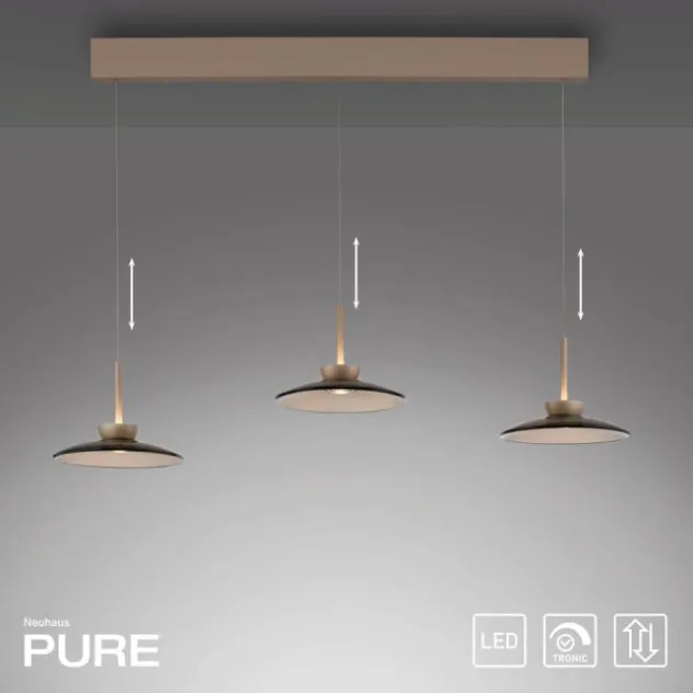 Neuhaus PURE® LED Pendelleuchte PURE Moon, bronce, 3-flammig, Lift, dimmbar