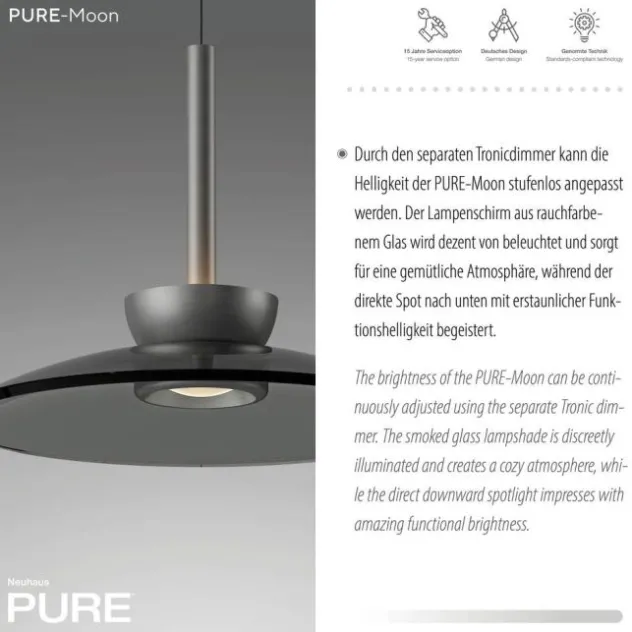 Neuhaus PURE® LED Pendelleuchte PURE Moon platin (grau) höhenverstellbar