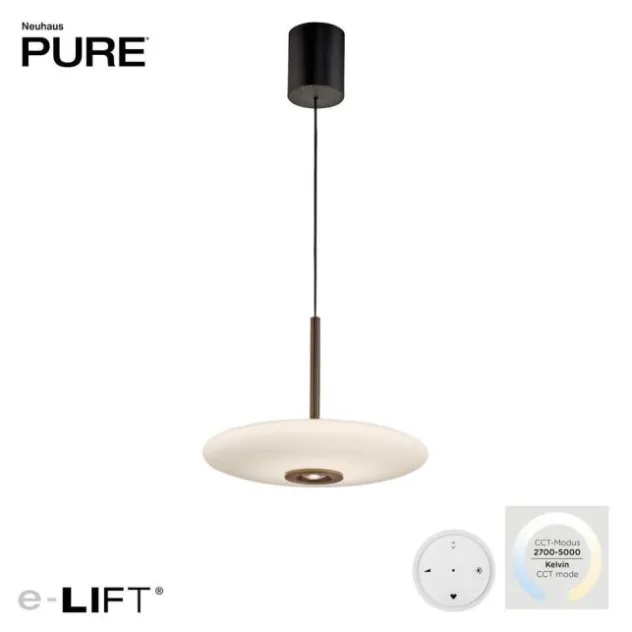 Neuhaus PURE® LED Pendelleuchte PURE E-Vitrum, dark-metal brown, höhenverstellbar