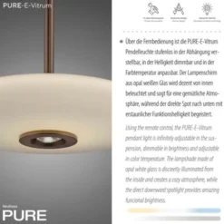 Neuhaus PURE® LED Pendelleuchte PURE E-Vitrum, dark-metal brown, höhenverstellbar
