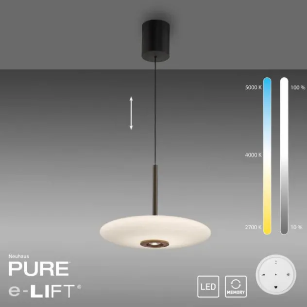 Neuhaus PURE® LED Pendelleuchte PURE E-Vitrum, dark-metal brown, höhenverstellbar