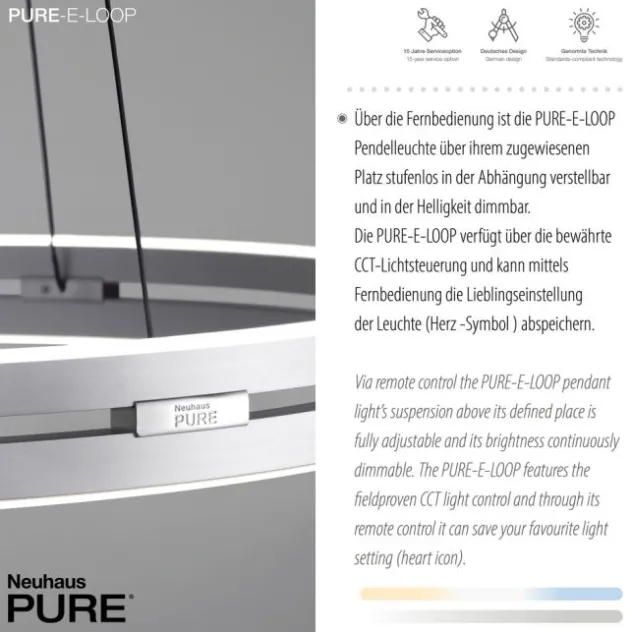 Neuhaus PURE® LED Pendelleuchte PURE E-Loop stone (alu)