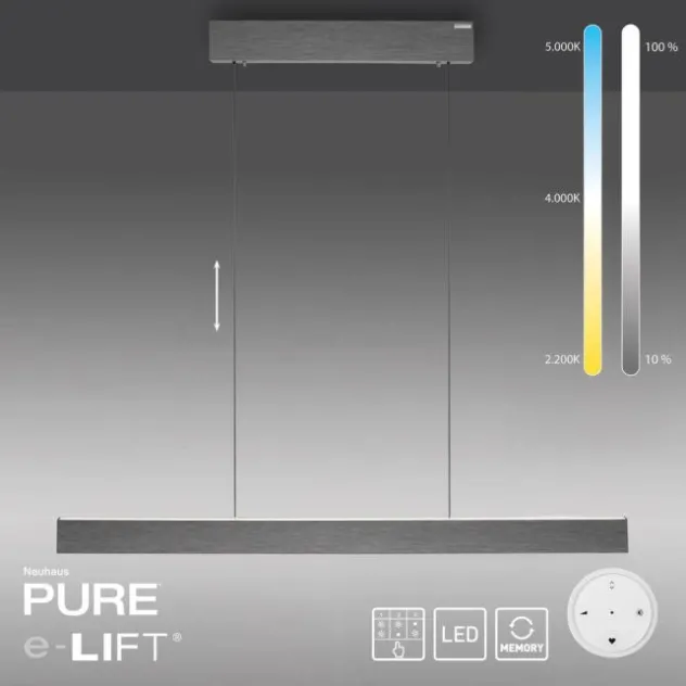 Neuhaus PURE® LED Pendelleuchte PURE E-Motion platin (grau)