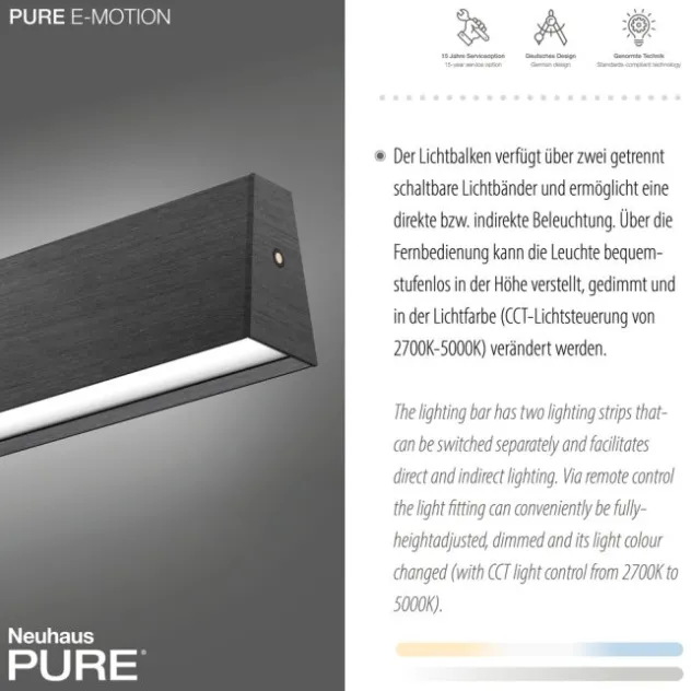 Neuhaus PURE® LED Pendelleuchte PURE E-Motion platin (grau)