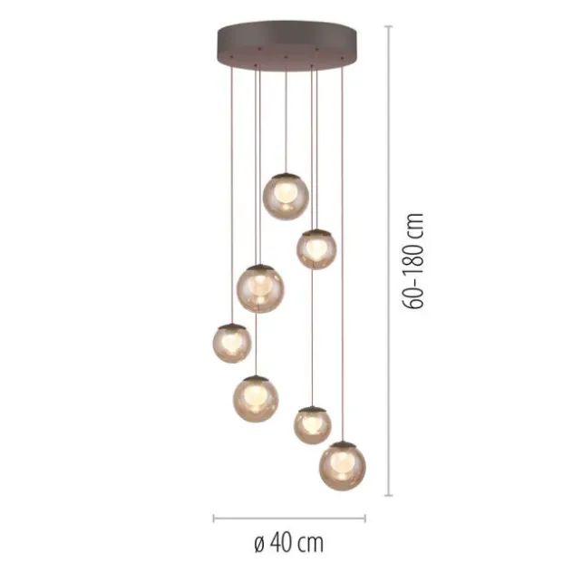 Neuhaus PURE® LED Pendelleuchte PURE Popup, bronce, 7-flammig