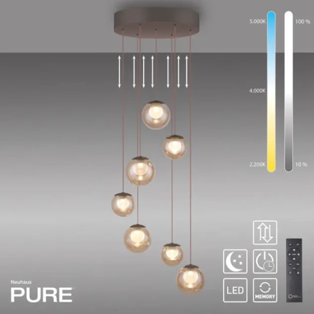 Neuhaus PURE® LED Pendelleuchte PURE Popup, bronce, 7-flammig