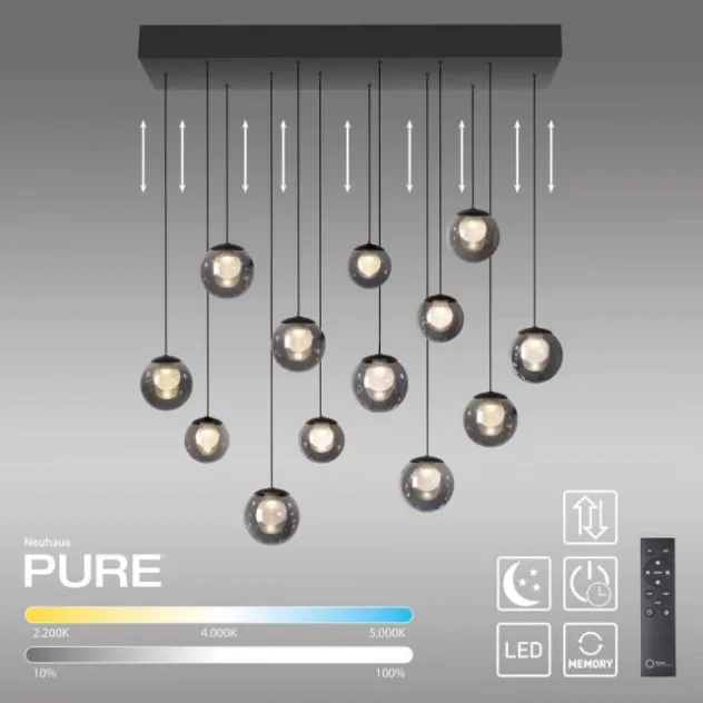 Neuhaus PURE® LED Pendelleuchte PURE Popup, mystic grey, 13-flammig