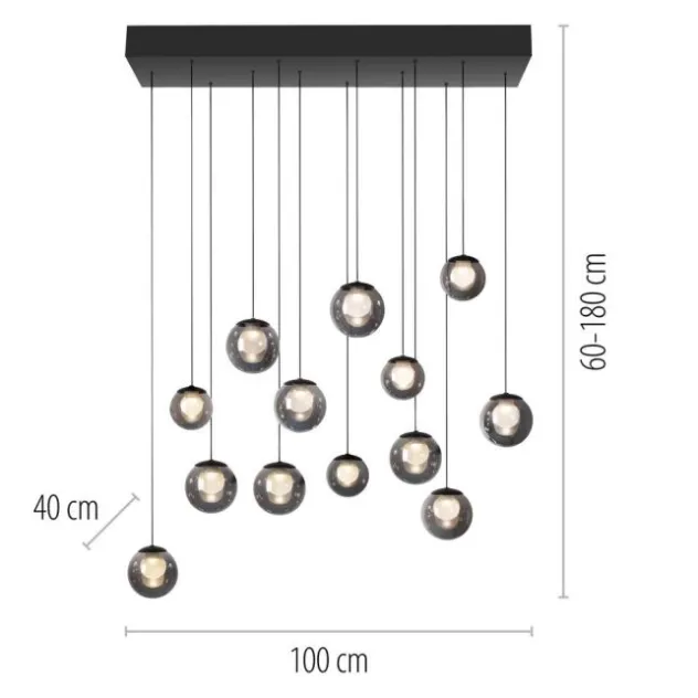 Neuhaus PURE® LED Pendelleuchte PURE Popup, mystic grey, 13-flammig